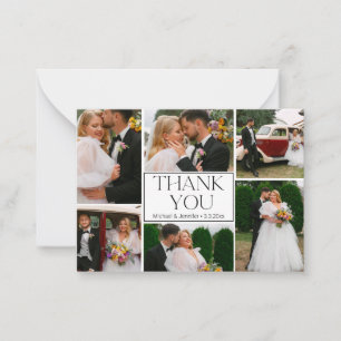 thank you wedding 6 photos collage stylish note card