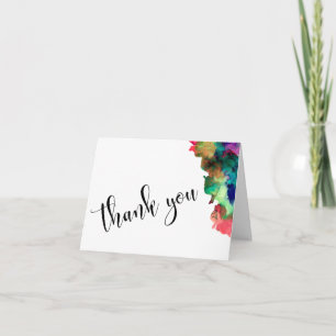Thank You Wedding Black Type Colorful Watercolor 1 Card