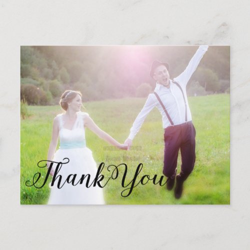 THANK YOU Wedding Black Typography PHOTO Postcard