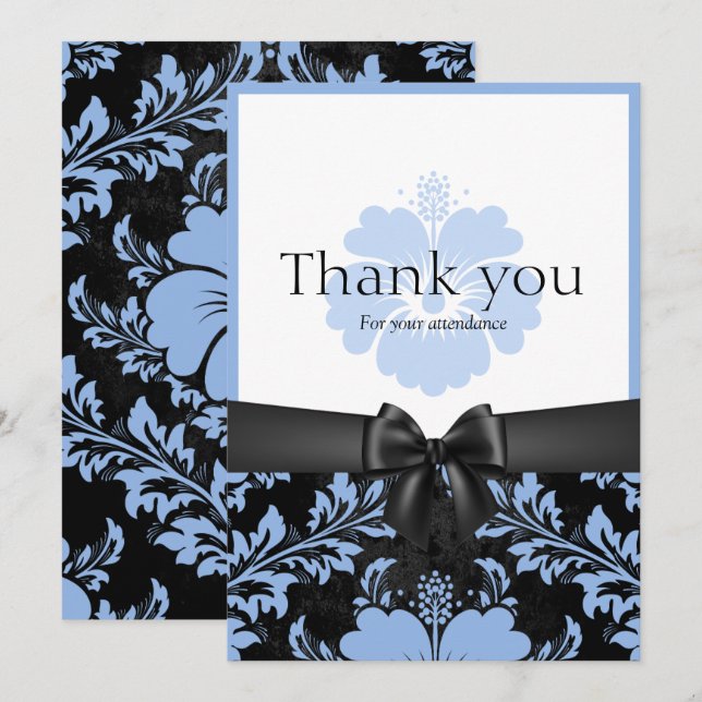Thank you wedding blue floral invitation (Front/Back)