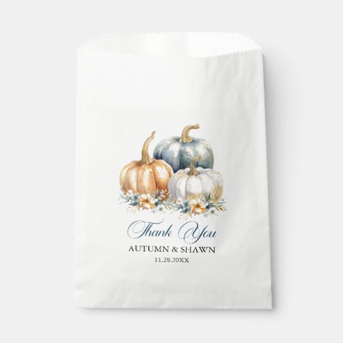 Thank You Wedding Blue Orange Gold Pumpkins Favor Bag