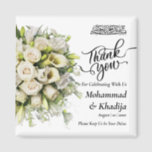 Thank You Wedding Bouquet Flower Nikah Walima Magnet<br><div class="desc">Thank You Wedding Bouquet Flower Nikah Walima Square Magnet
This design is perfect for your greenery and white rustic boho theme for your muslim wedding nikah walima with bismillah and thank you. This sticker is easy to customize and personalize by change the text</div>