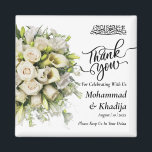 Thank You Wedding Bouquet Flower Nikah Walima Magnet<br><div class="desc">Thank You Wedding Bouquet Flower Nikah Walima Square Magnet
This design is perfect for your greenery and white rustic boho theme for your muslim wedding nikah walima with bismillah and thank you. This sticker is easy to customize and personalize by change the text</div>