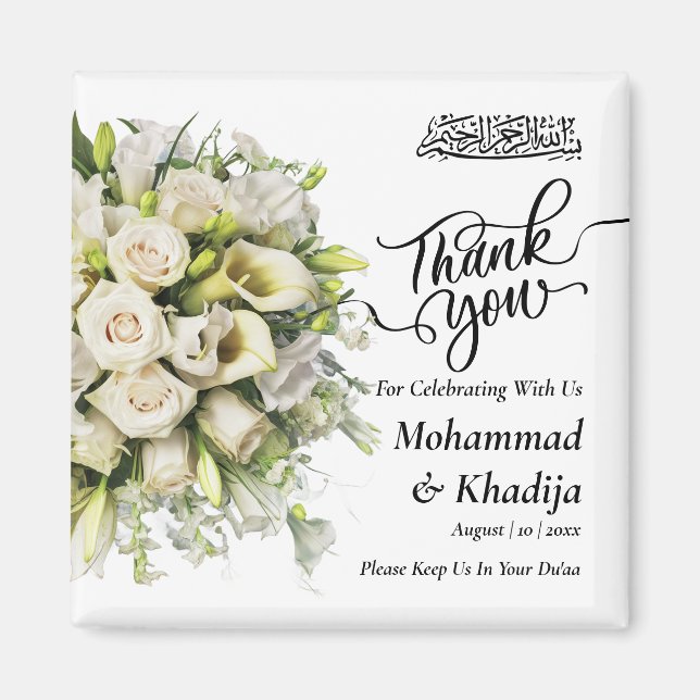 Thank You Wedding Bouquet Flower Nikah Walima Magnet (Front)