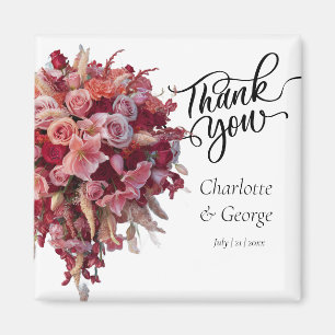 Thank You Wedding Bouquet Flower Wedding Favor Magnet