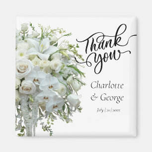 Thank You Wedding Bouquet Flower Wedding Favor Magnet