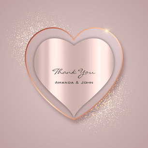 Thank You Wedding Bridal Rose Heart Sticker