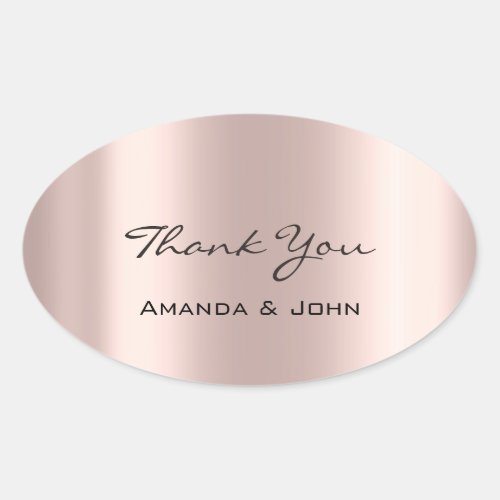 Thank You  Wedding Bridal Rose Oval Blush Oval Sticker