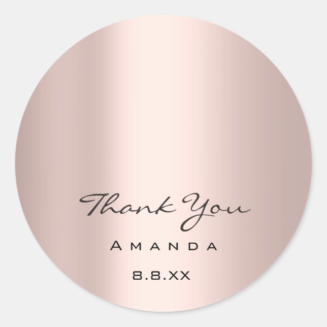Thank You wedding Bridal Sweet 16th.  Rose Classic Round Sticker (Front)