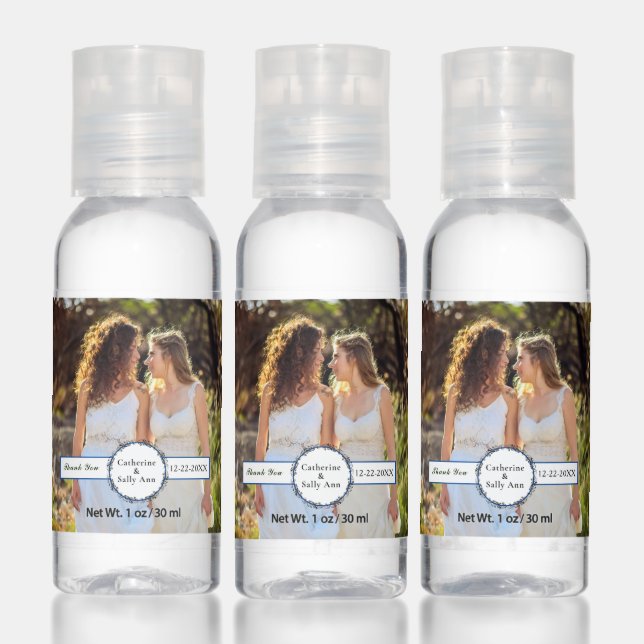 Thank You Wedding Brides Couple Photo Custom  Hand Sanitizer (Set)