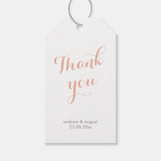 Thank You Wedding Calligraphy Script Coral Gray Gift Tags