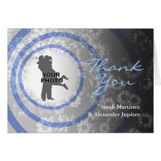 Thank You Wedding Card Blue Vintage Flowers