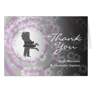 Thank You Wedding Card Pink Vintage Flowers