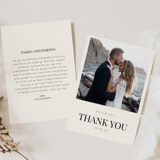 Thank You Wedding Card with Photo and Message