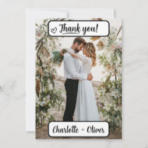 Thank You Wedding Card with Picture (Back & Front)