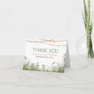 Thank you wedding card with wild flowers & lights
