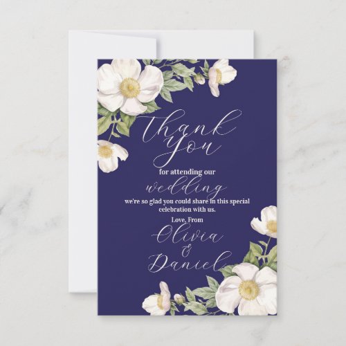 Thank You Wedding Cream Floral Navy Engagement