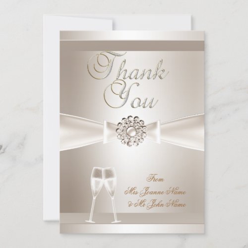 Thank You Wedding Damask Cream White Champagne