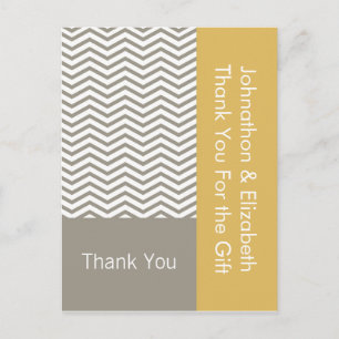 Thank You Wedding Engagement Gray White Chevron Postcard