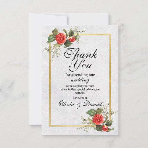Thank You Wedding Engagement Red Gold Festive
