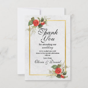 Thank You Wedding Engagement Red Gold Festive Card