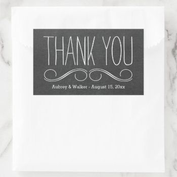 Thank You Wedding Favor Black Chalkboard Stickers by whimsydesigns at Zazzle