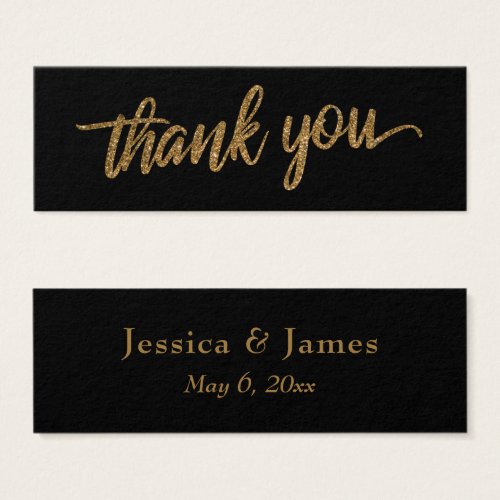 Thank You Wedding Favor Faux Gold Glitter Script