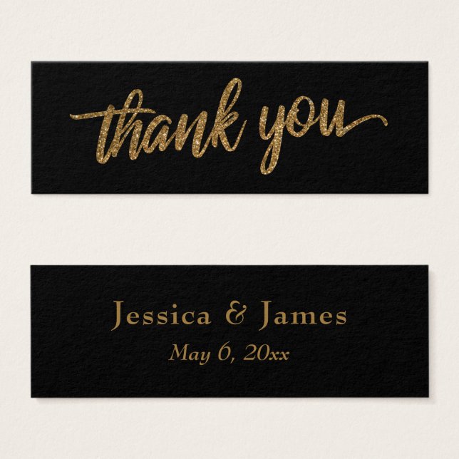 Thank You Wedding Favor, Faux Gold Glitter Script (Front & Back)
