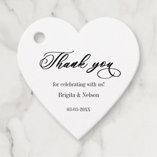 Thank you Wedding Favor Heart Tag (Front)