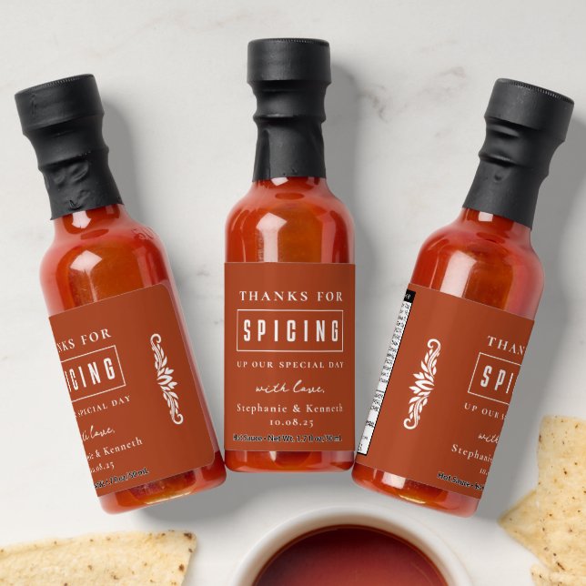 Thank You Wedding Favor Hot Sauces (Laydown)