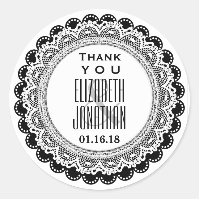 Thank You Wedding Favor Label BLACK A02 (Front)