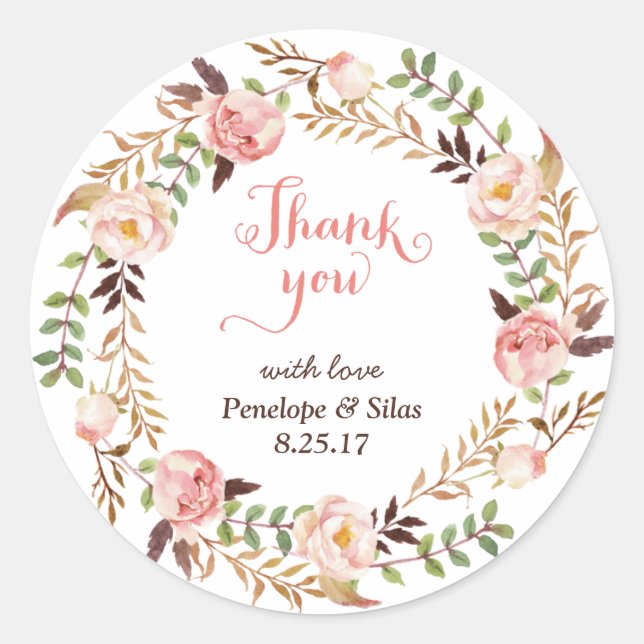 Thank You Wedding Favor Label Stickers (Front)