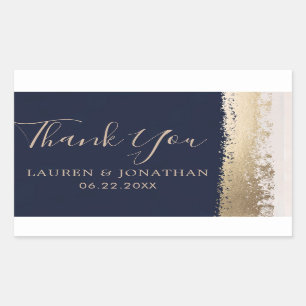 Thank You, Wedding Favor Navy Rectangular Sticker
