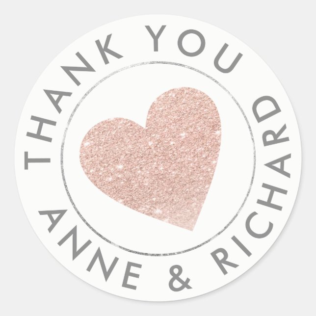 thank you / wedding favor rose classic round sticker (Front)