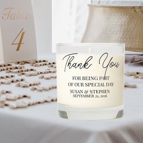 Thank you Wedding Favor Scented Candle