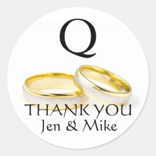 Thank You Wedding Favor Stickers Gold Rings