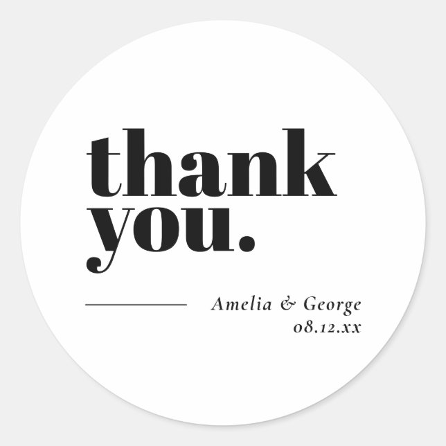 Thank You Wedding Favor Stickers Minimalist (Front)