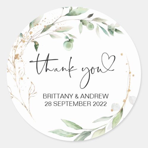 Thank You Wedding Favor Treat Bag Jam Eucalyptus Classic Round Sticker