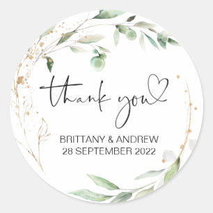 Thank You Wedding Favor Treat Bag Jam Eucalyptus Classic Round Sticker