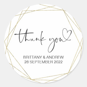 Thank You Wedding Favor Treat Bag Jar Cute Gold Classic Round Sticker