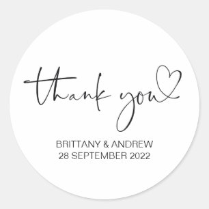 Thank You Wedding Favor Treat Bag Jar Cute Simple Classic Round Sticker