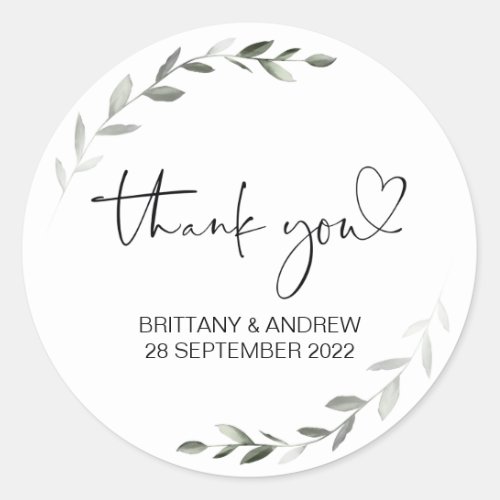 Thank You Wedding Favor Treat Bag Jar Eucalyptus Classic Round Sticker