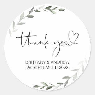 Thank You Wedding Favor Treat Bag Jar Eucalyptus Classic Round Sticker
