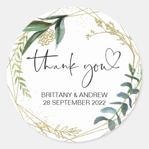 Thank You Wedding Favor Treat Bag Jar Eucalyptus Classic Round Sticker