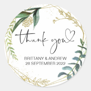 Thank You Wedding Favor Treat Bag Jar Eucalyptus Classic Round Sticker