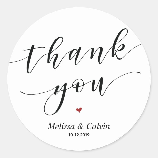 Thank you wedding favor Wedding Sticker / label (Front)