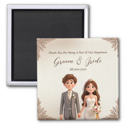 Thank You Wedding favors Magnet Couple Ilustration