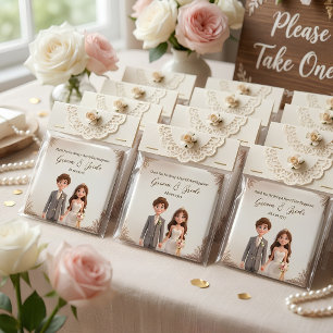 Thank You Wedding favors Magnet Couple Ilustration