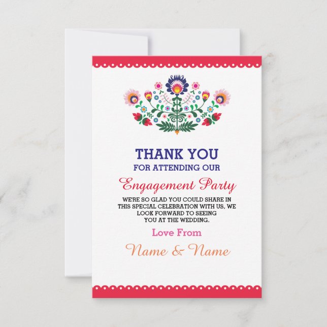 Thank You Wedding Fiesta Red Mexican Card (Front)