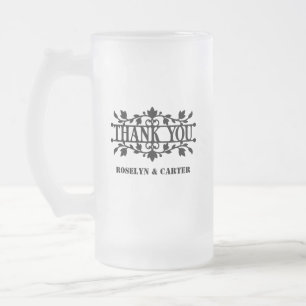 Thank You Wedding Frosted Glass Beer Mug